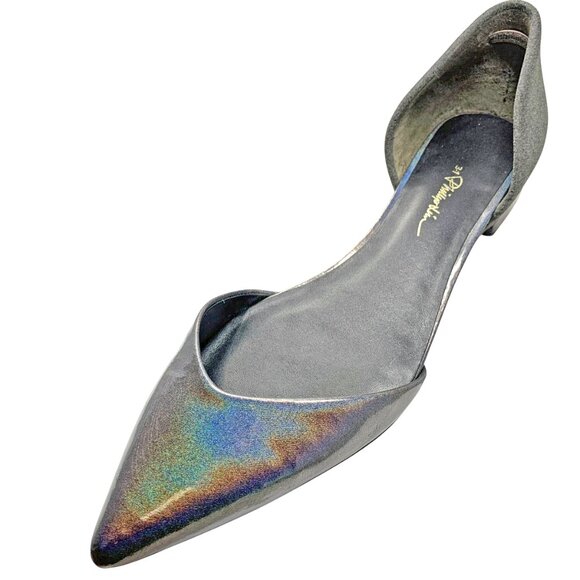 3.1 Phillip Lim Devon Iridescent‎ Leather Gray Suede D'Orsay Flats - Picture 2 of 12